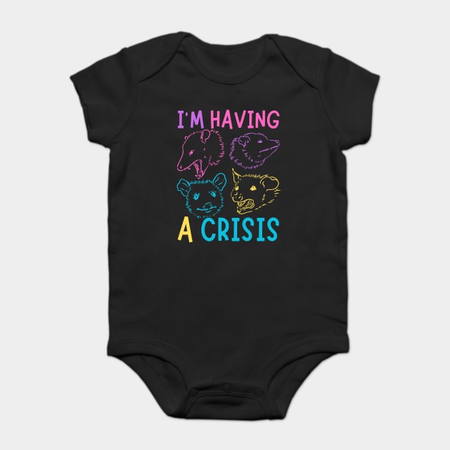 I'm Having A Crisis Possum Meme Baby Bodysuit by The WYLD Tribe